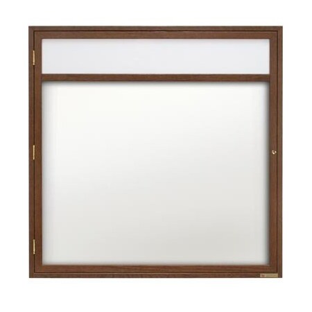 United Visual Products 36"x36" 1-Door Enclosed Wet/Dry Erase, Header, Black Board/Cherry UV852DH-CHERRY-BLKPORC
